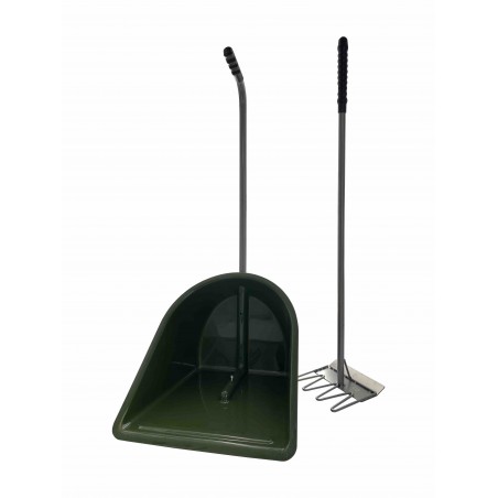 Stable cleaning set (scraper and shovel/manure scoop) olive