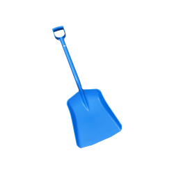 One-piece blue plastic shovel