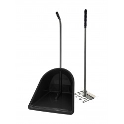 Stable and barn cleaning kit (scraper and shovel) - Black
