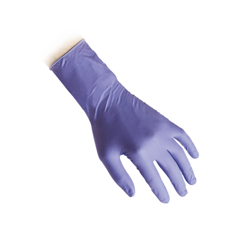 Powder-free nitrile gloves, very long and very strong, purple (99NHR), size L