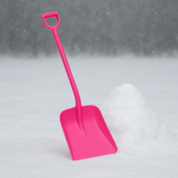 One-piece pink plastic shovel