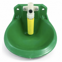 Plastic drinker for sheep with a plastic pipe valve
