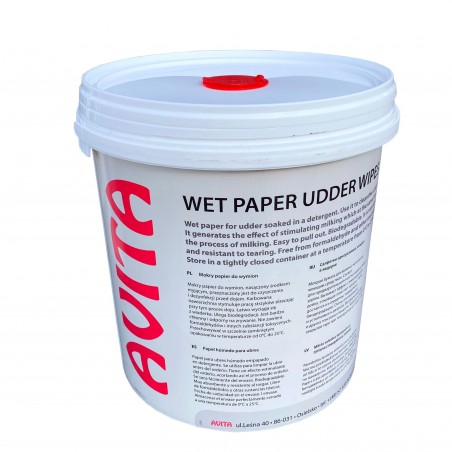 Wet paper udder wipes in a bucket 800 leaves 23x22 cm