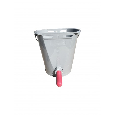 Wiadro dla cieląt szare ze smoczkiem gumowym