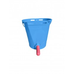 Cubo de ternera con logotipo azul con tetina de goma