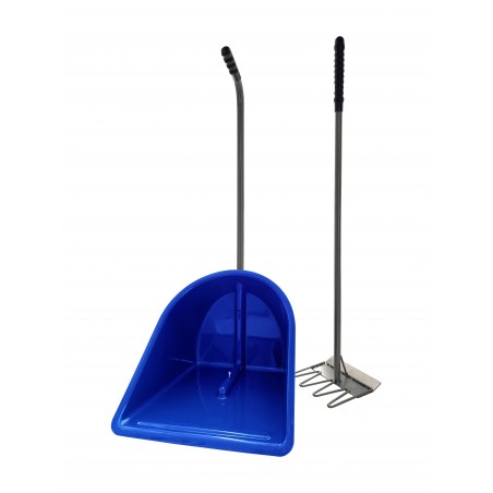 Stable and barn cleaning kit (scraper and shovel) - Blue