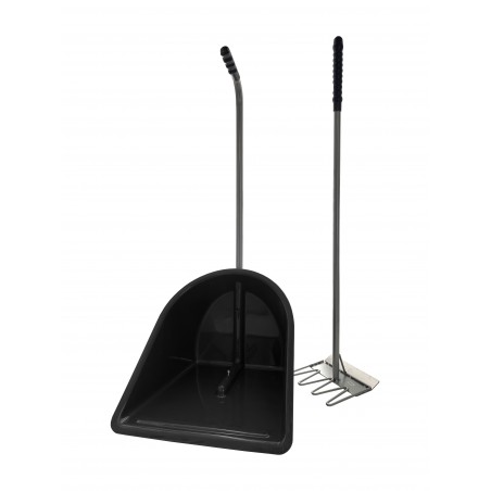 Stable and barn cleaning kit (scraper and shovel) - Black