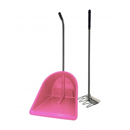 Stable and barn cleaning kit (scraper and shovel) - Pink