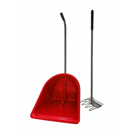 Stable and barn cleaning kit (scraper and shovel) - Red