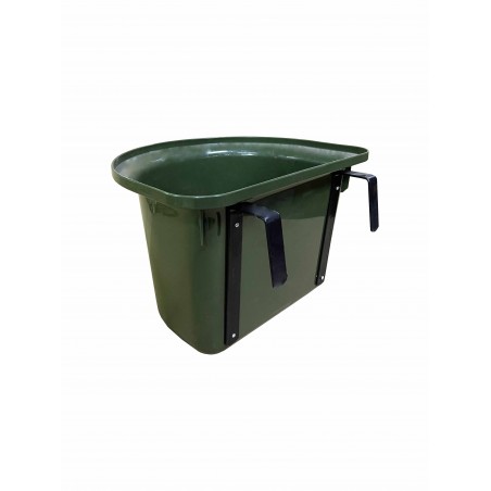 Plastic horse feeder with hooks, olive 15 l