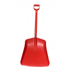 One-piece red plastic shovel