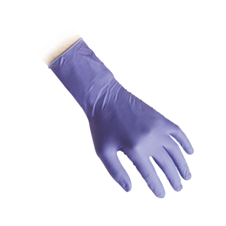 Powder-free nitrile gloves, very long and very strong, purple (99NHR), size S